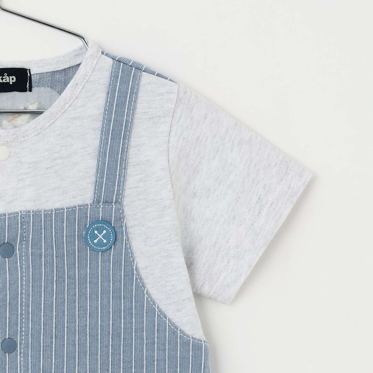 Dinosaur Short-Sleeve Overall Romper,Top gray, large image number 3