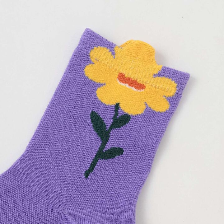 Puffy Flower Crew Socks [Kids] [Girls],Moderate blue, medium image number 6