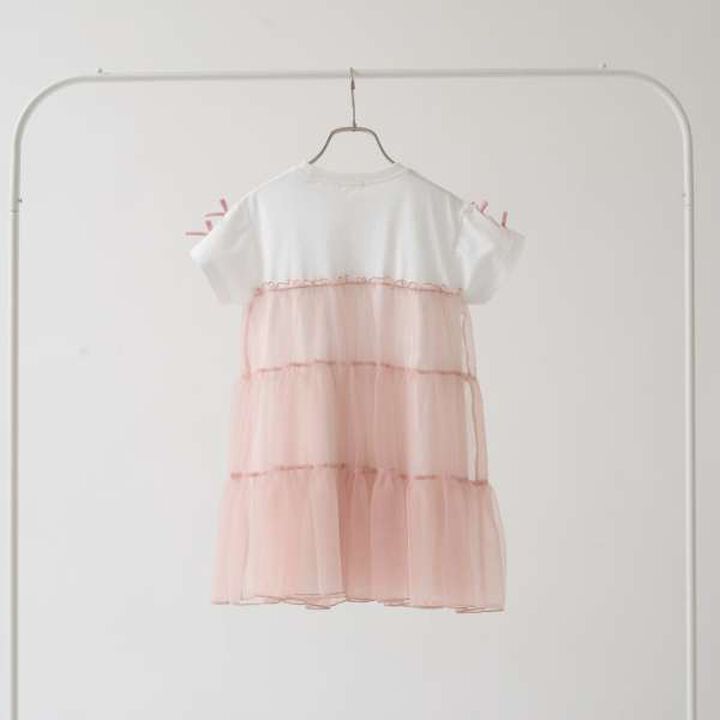 [Cool Touch] Tiered Tulle T-Shirt Dress,Black, medium image number 9