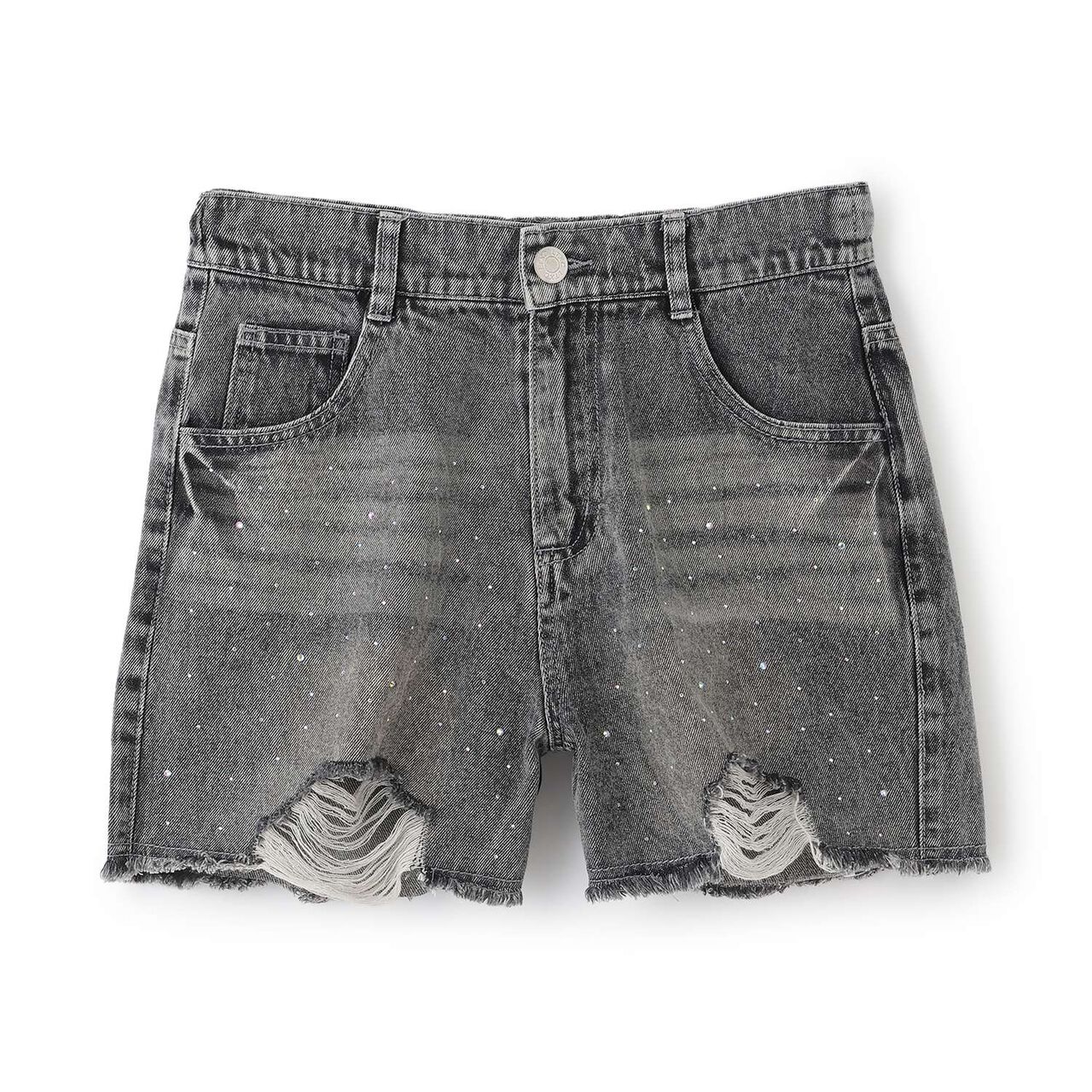 [LTXC] Sparkling Distressed Denim Shorts,Gray, large image number 7