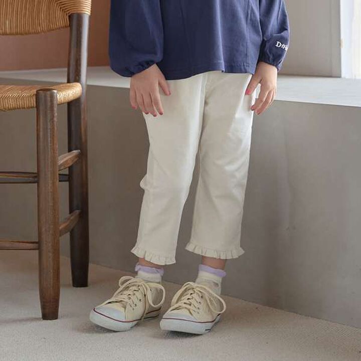Chibi Frill Stretch Capri Pants,Ivory, medium image number 0