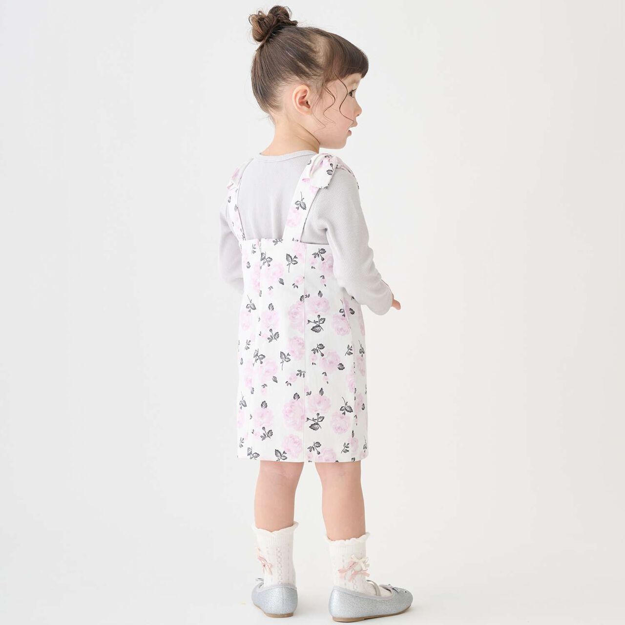 Link Shoulder Ribbon Jumper Skirt Set,Navy, large image number 2