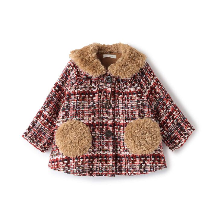 Tippet-Trimmed Roving Check Coat,, medium