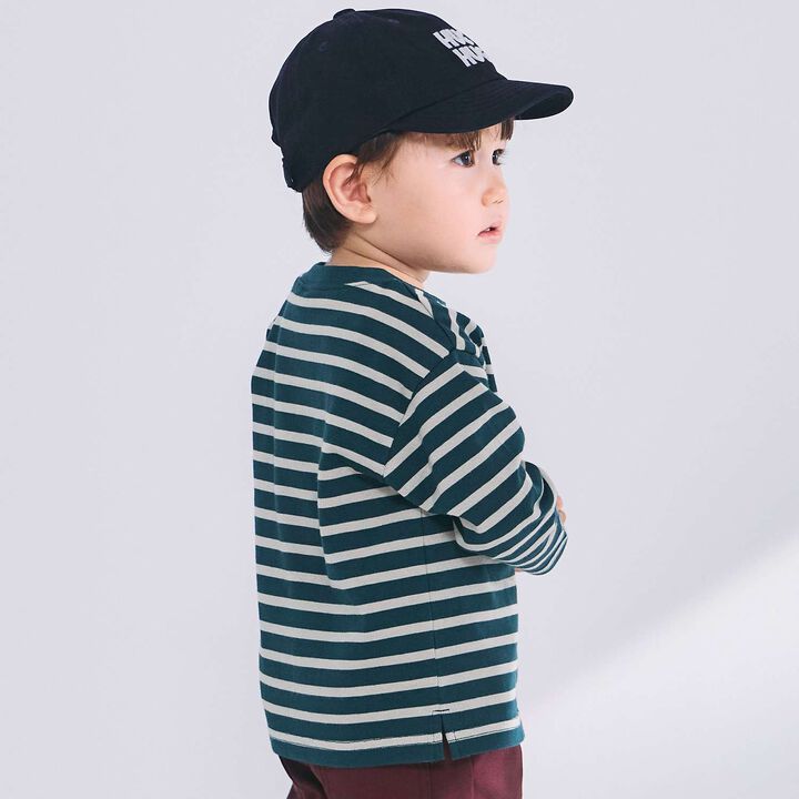 [Anti-Stain Finish] Stripe Pattern Long-Sleeve T-Shirt,Light blue, medium image number 1