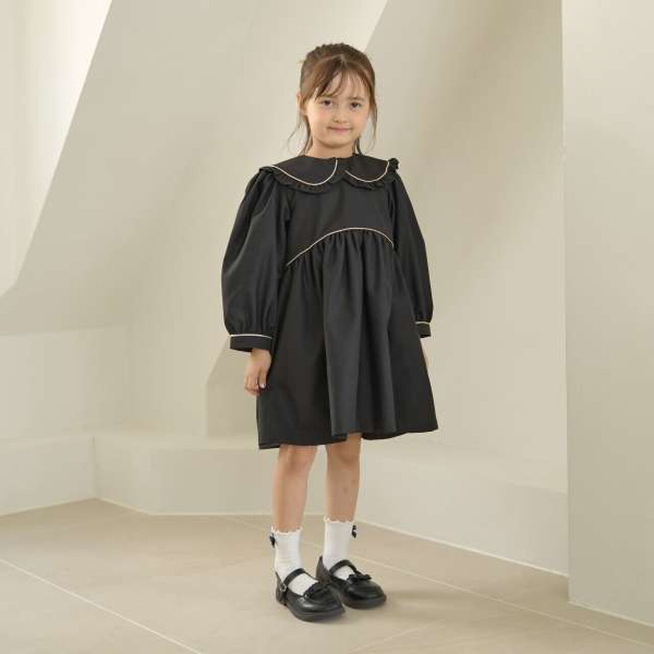 Removable Collar Occasion One-Piece Dress,Gray, large image number 21