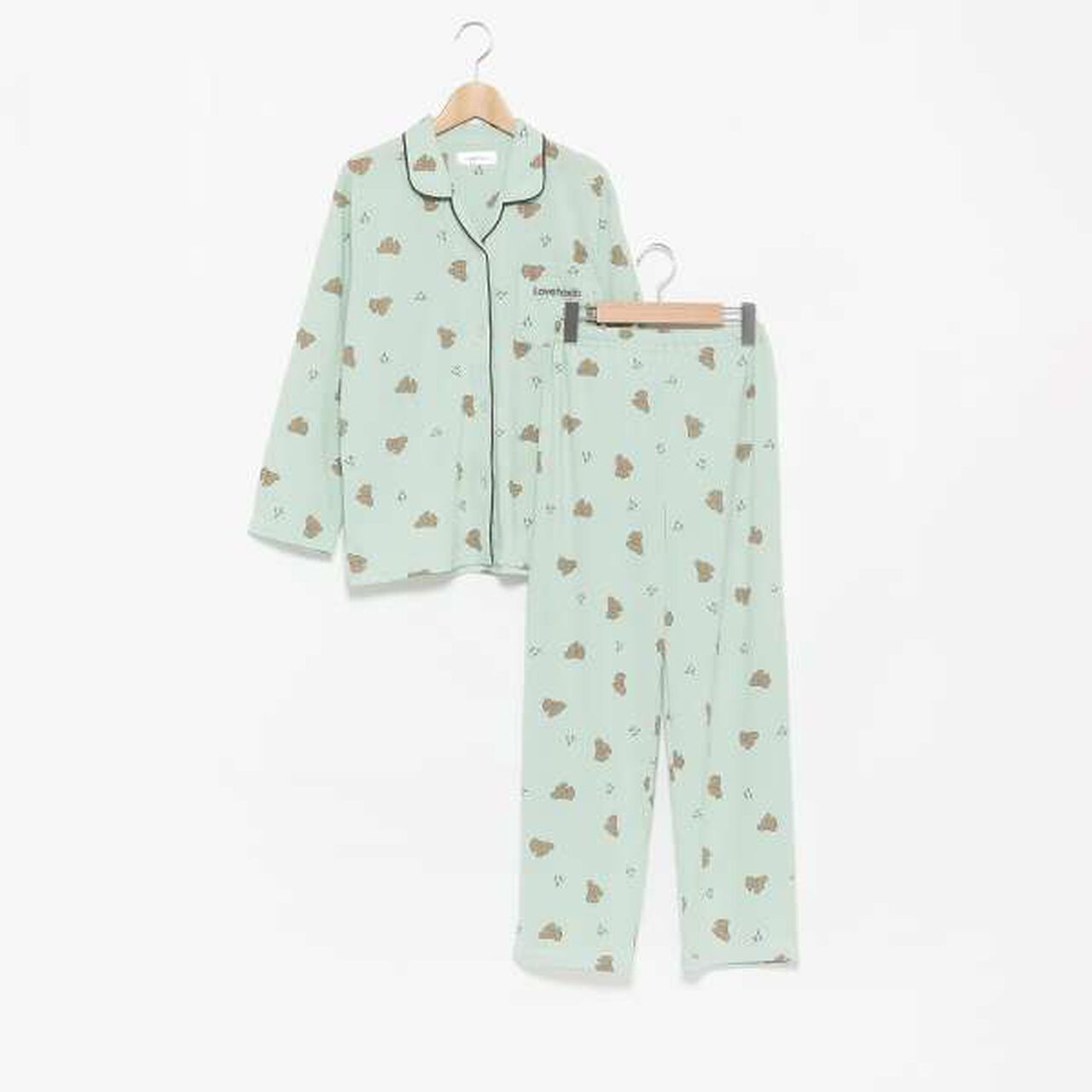 Dog Print Long Pants Pajama,Light green, large image number 3