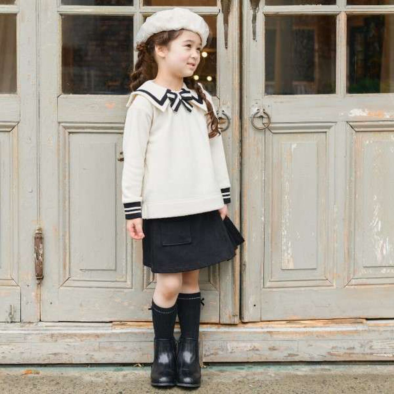 KP Knit Twill Pleated Wrap Pants [100-140],Black, large image number 12