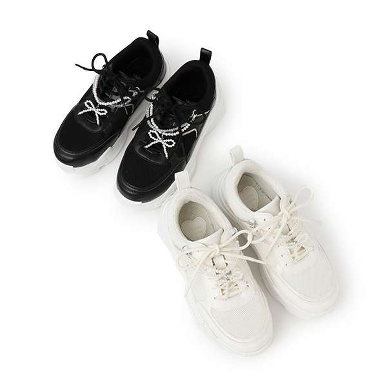 Dad Sneakers with Pearl Charm,White, large image number 13