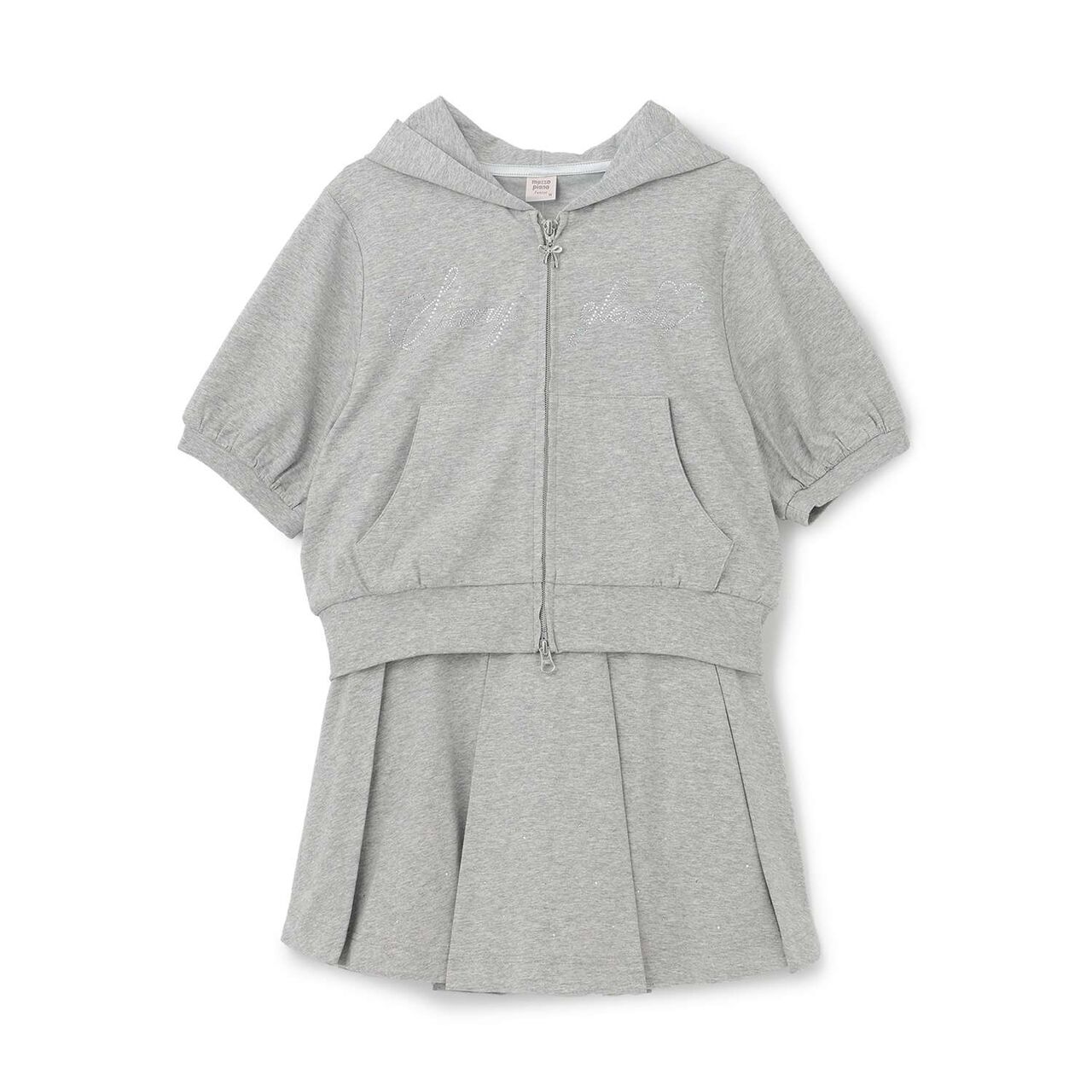 [Cool Touch & UV Protection] Rhinestone Sparkling Logo Zip Parka Outfit Set,Gray, large image number 15
