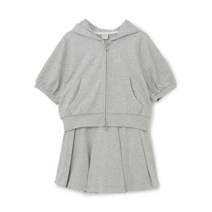 [Cool Touch & UV Protection] Rhinestone Sparkling Logo Zip Parka Outfit Set,Gray, medium image number 15