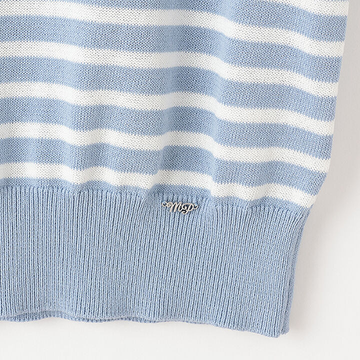 Stripe Pattern & Ribbon Knitwear,Off white, medium image number 10