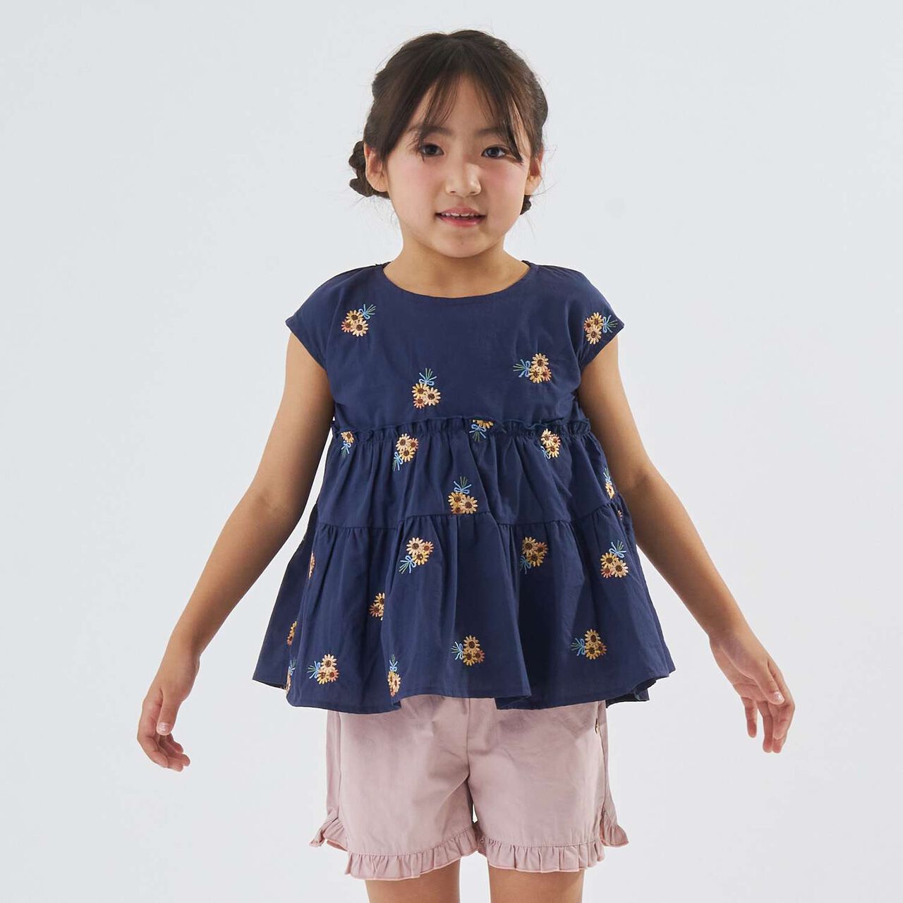 [100% Cotton] Sunflower Embroidered Tunic,Ivory, large image number 3