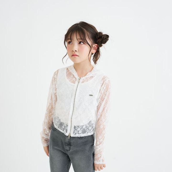 Lace Hoodie + Tank Top Set,Off white, medium image number 0