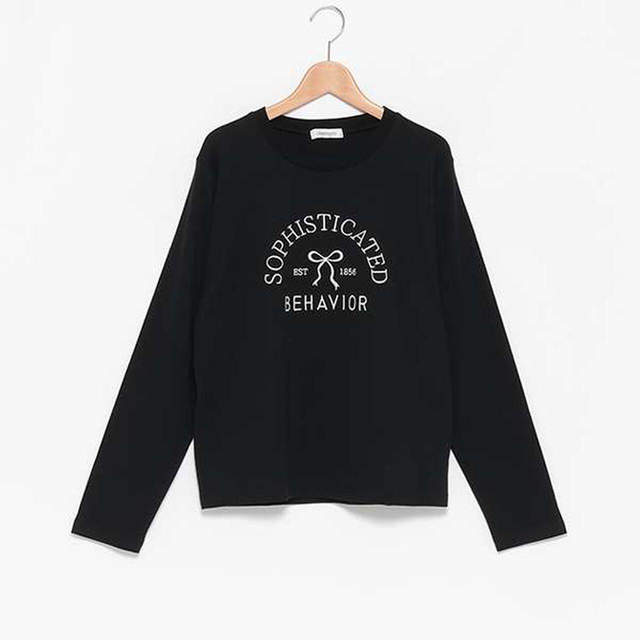 Ribbon Embroidered Long Sleeve T-Shirt,Off white, large image number 5