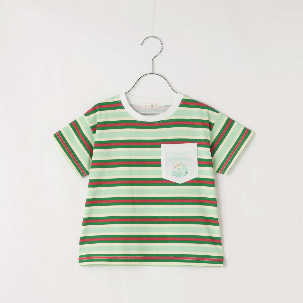 [31 Ice Cream] UV Cool Touch Shape-Retaining Sherbet T Assorted Print Striped T-Shirt,Black, large image number 3