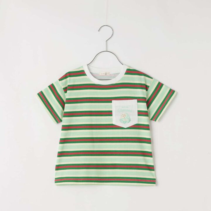 [31 Ice Cream] UV Cool Touch Shape-Retaining Sherbet T Assorted Print Striped T-Shirt,Black, medium image number 3
