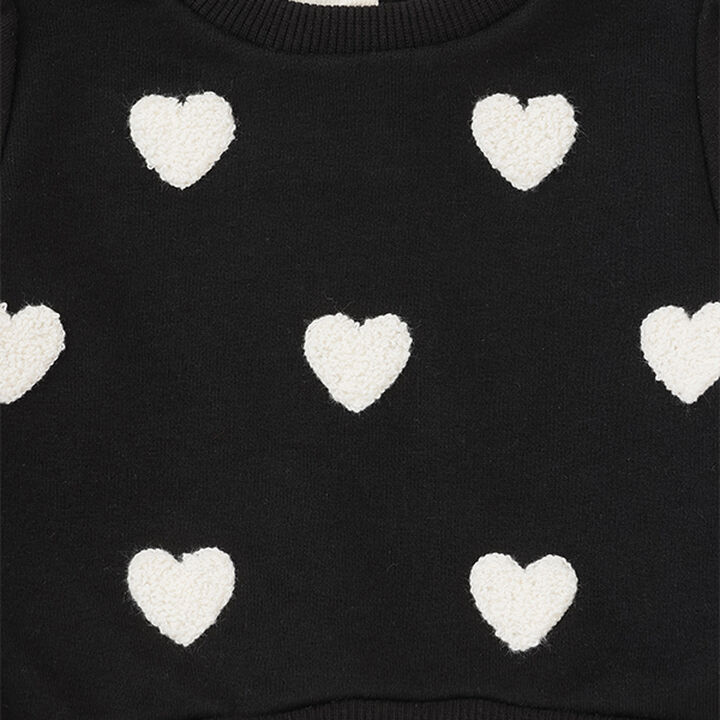 Heart Embroidery Color Block One-Piece Dress,Black, medium image number 9