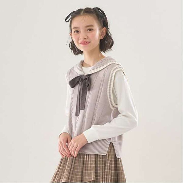 Sailor Knitwear Vest & T-Shirt Set,Gray, medium image number 7