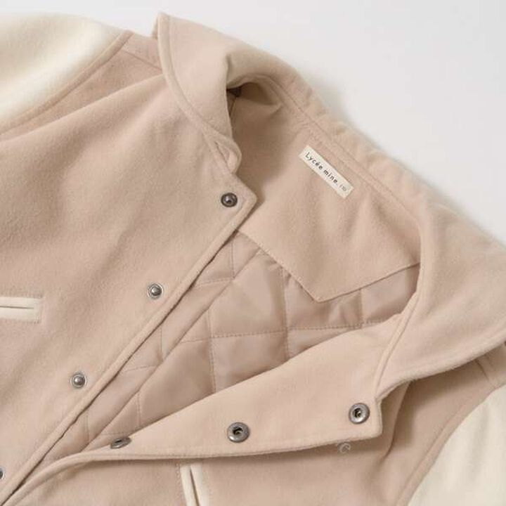 Sailor Collar Varsity Jacket,Beige, medium image number 18