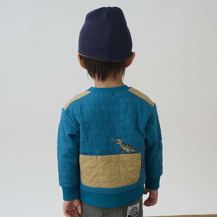 Dinosaur Embroidered Quilted Sweatshirt,Light beige, medium image number 4