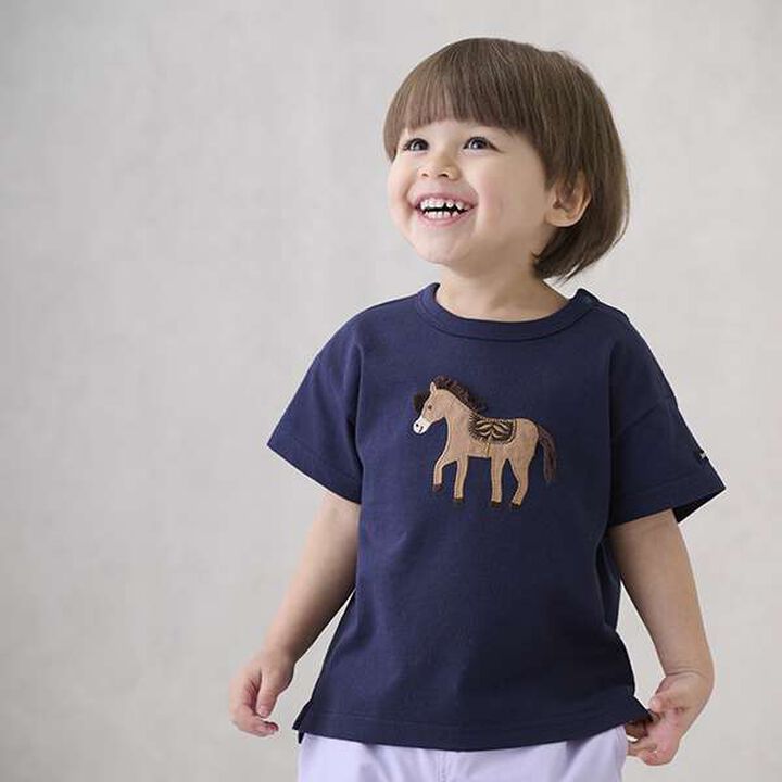 Appliqu&eacute; Car Pony Short Sleeve T-Shirt,Smoke white, medium image number 1