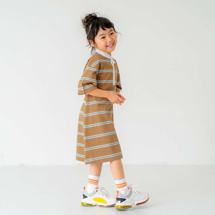 [Link] Stand Collar Rugby T-Shirt Dress,Navy, medium image number 19