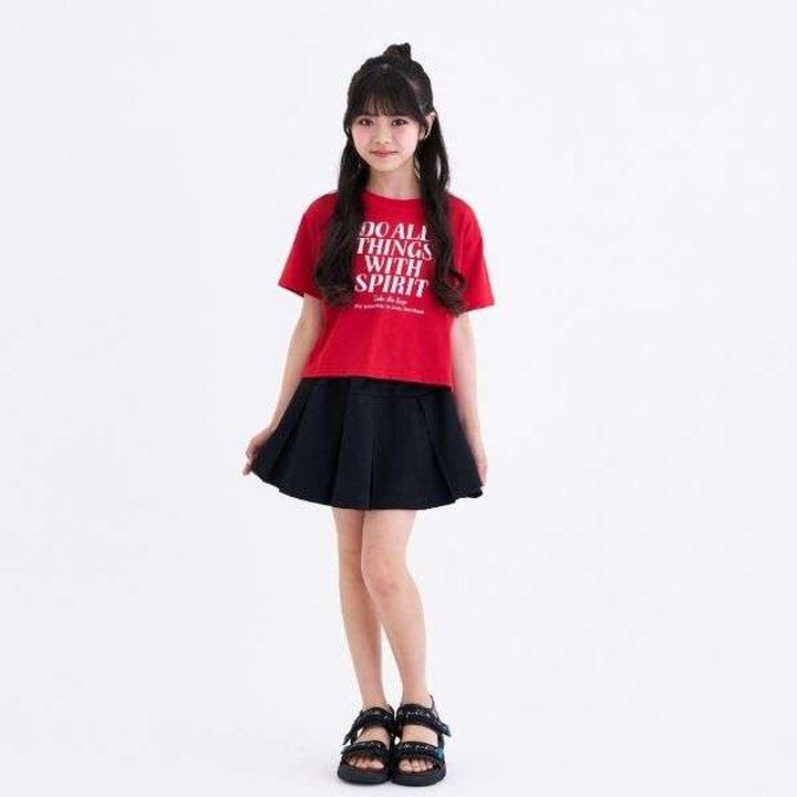 [3way Cool Touch] Logo Short-Sleeve T-Shirt & Pleated Skirt Outfit Set,Smoke white, medium image number 1