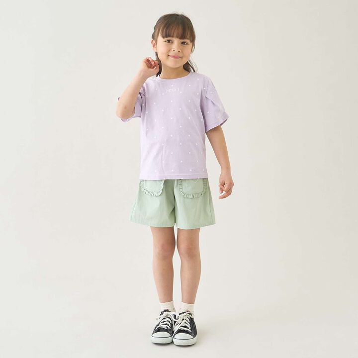 [100% Cotton] Muteki T Stain Resistant UV Cool Touch Shape-Retaining Assorted All-Over Pattern T-Shirt [Kids Girls],, medium