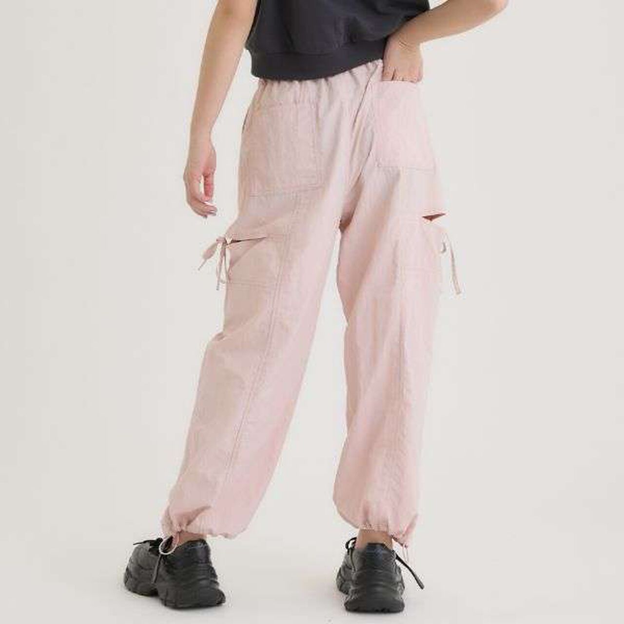 Slit Ribbon Shaka Pants,Black, large image number 22