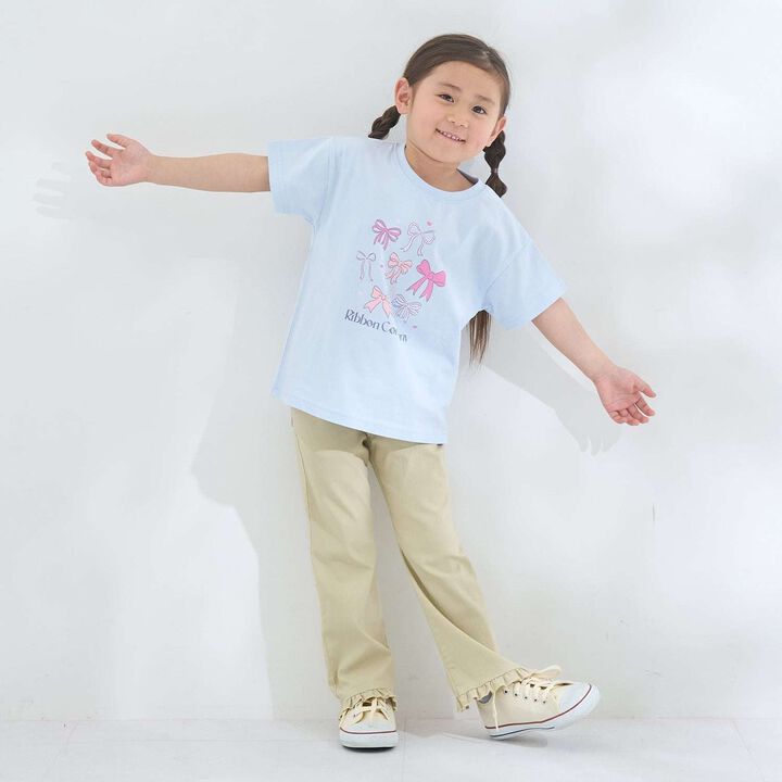 [100% Cotton] Sherbet T-Shirt [UV Cool Touch & Shape-Retaining] Assorted 7 Patterns T-Shirt [Kids Girls],Pearl white, medium image number 22