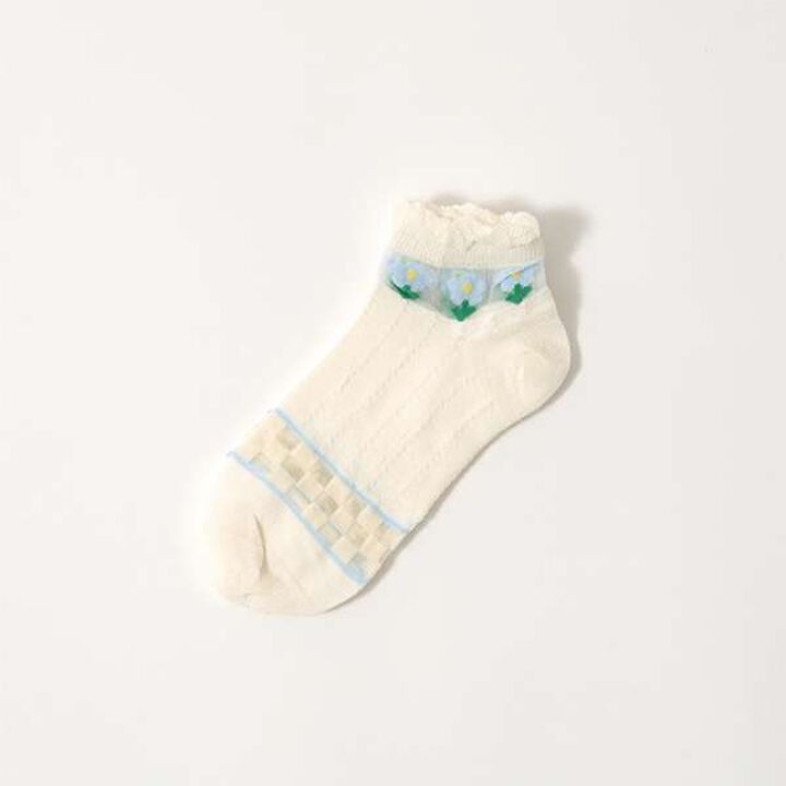 Sheer Flower Assortment Socks,Lemon yellow, medium image number 7