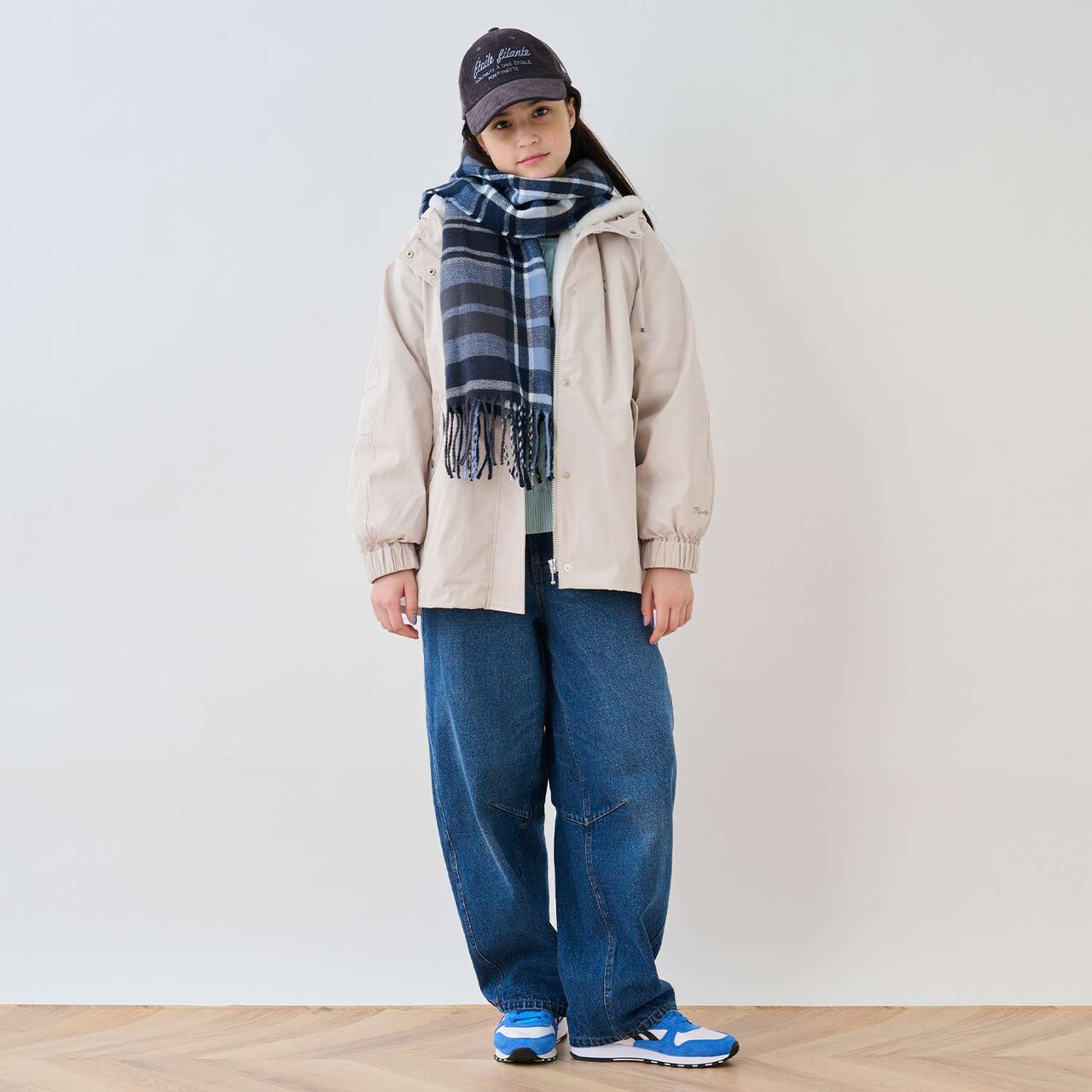 [Static-Free] Cashmere Touch Checkered Scarf,Navy, large image number 10