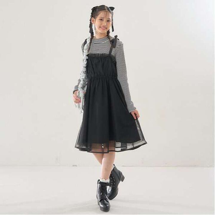 Tulle Camisole One-Piece Dress & Inner Wear Set,Black, medium image number 0