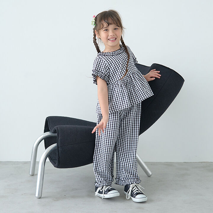 Frill Blouse & Frill Wide Pants Outfit Set,Black, medium image number 9