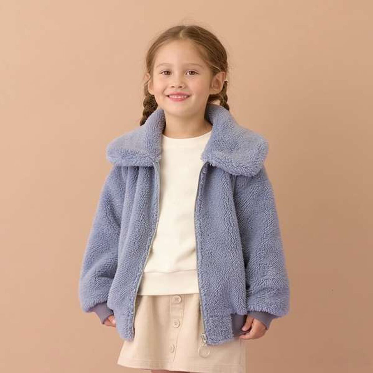 Versatile Round Collar Fleece Jacket,Beige, large image number 19