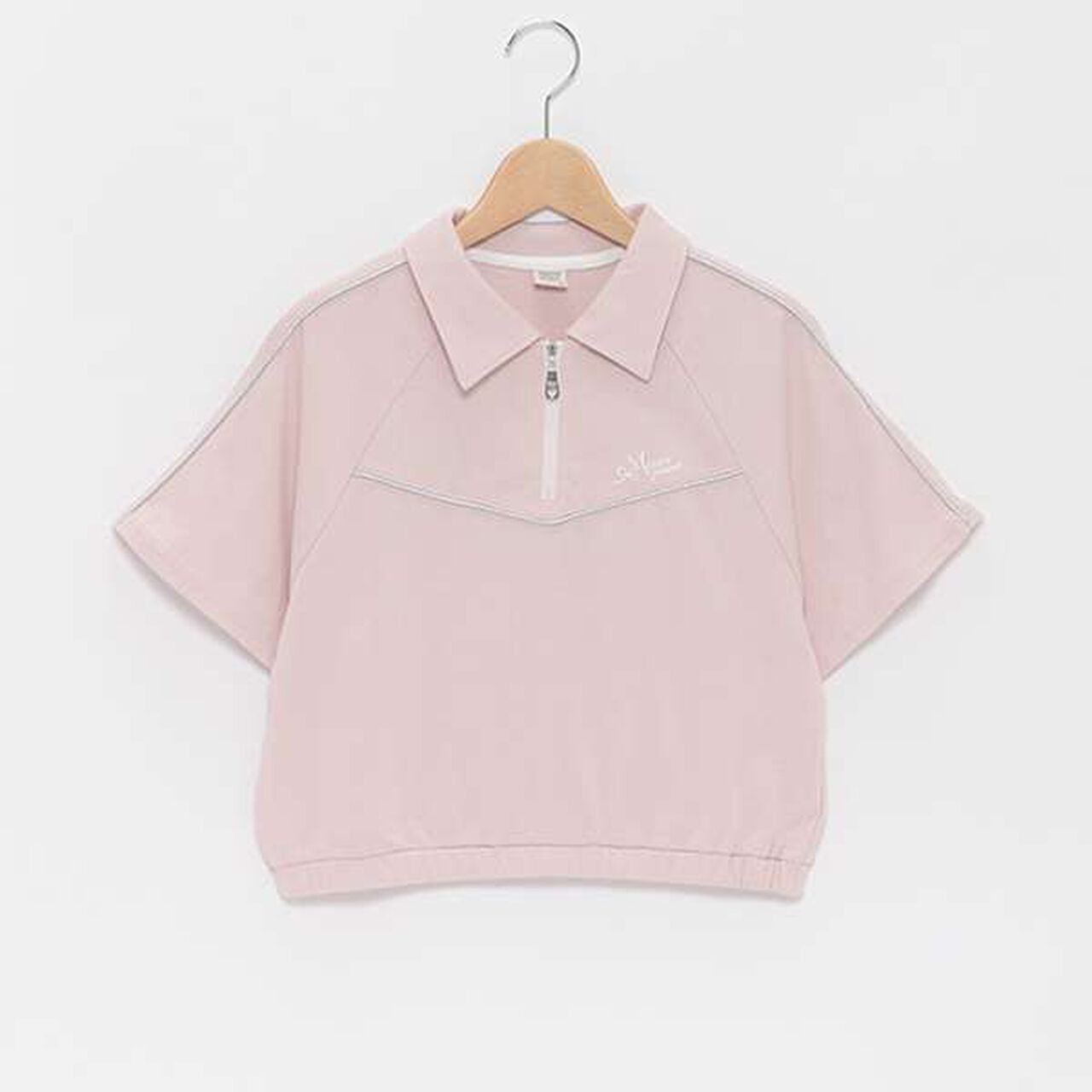 Lame Piping Half-Zip T-Shirt,Navy, large image number 17