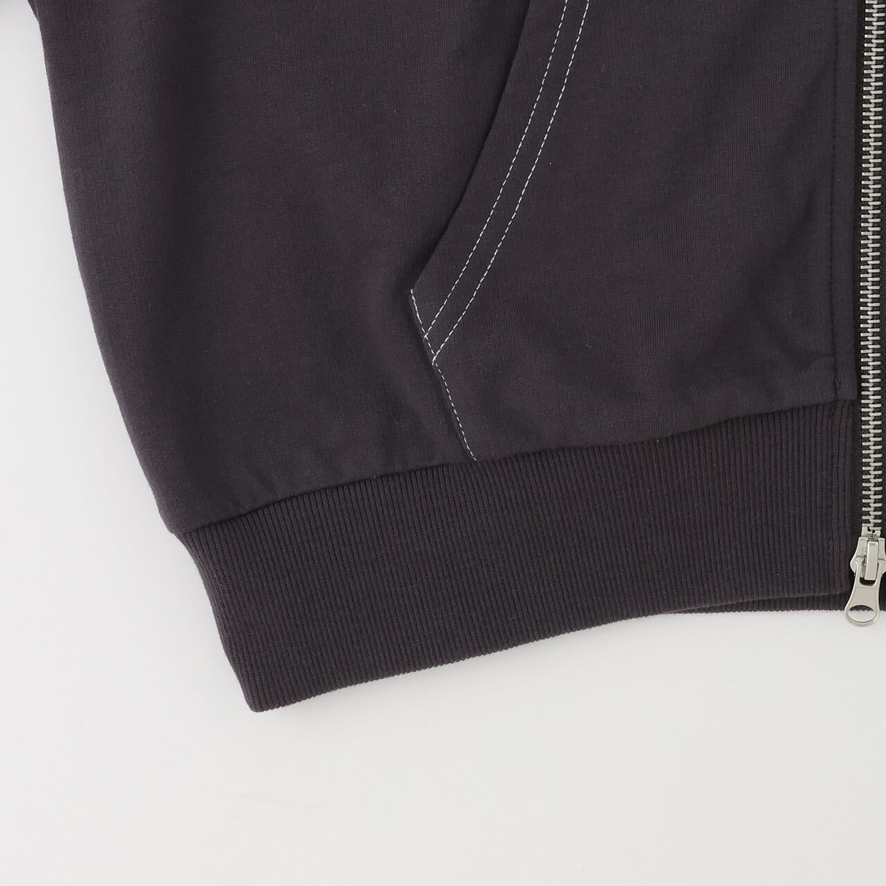 Double ZIP Mini French Terry Short-Sleeve Hoodie,Off white, large image number 5