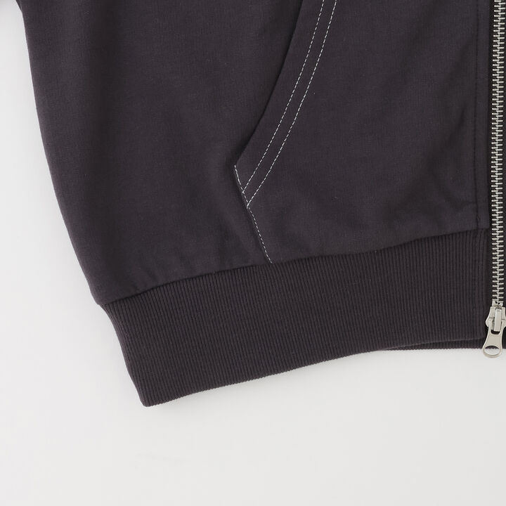 Double ZIP Mini French Terry Short-Sleeve Hoodie,Off white, medium image number 5