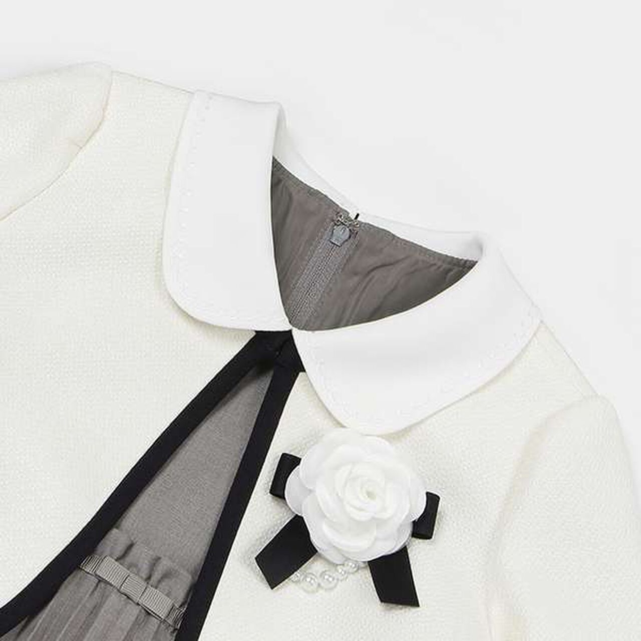 Pleated Dress & Piping Jacket Set,Navy, large image number 15