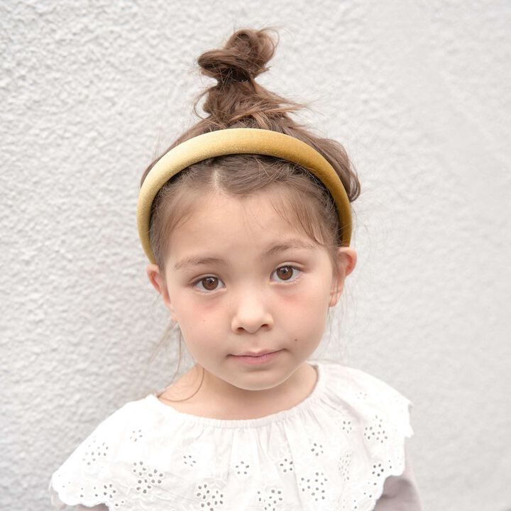 Velour Puffed Headband,Mustard, medium image number 0