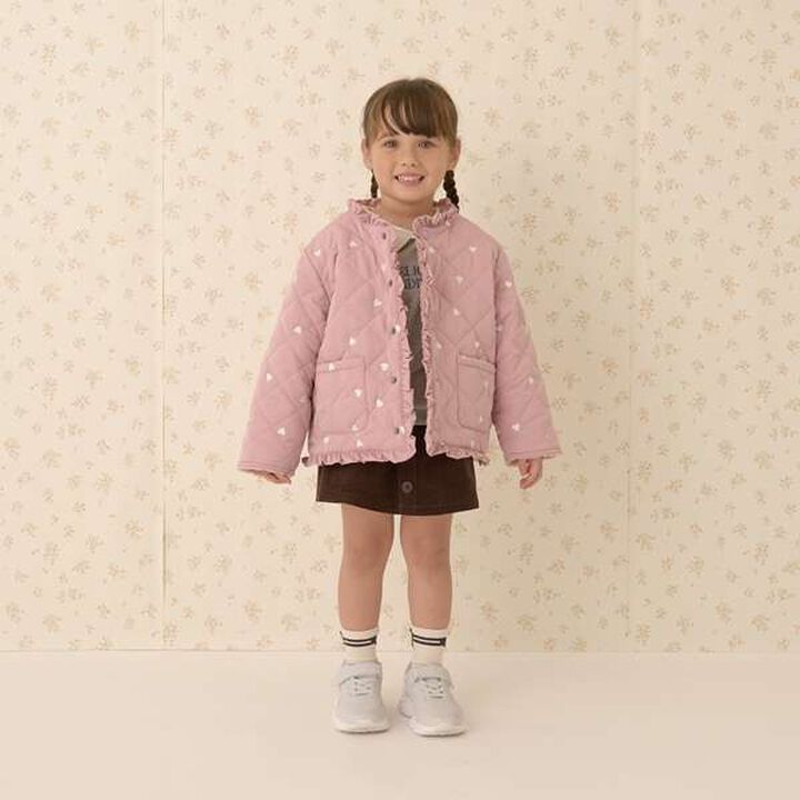 Collarless Heart Embroidered Blouson,Ivory, medium image number 2