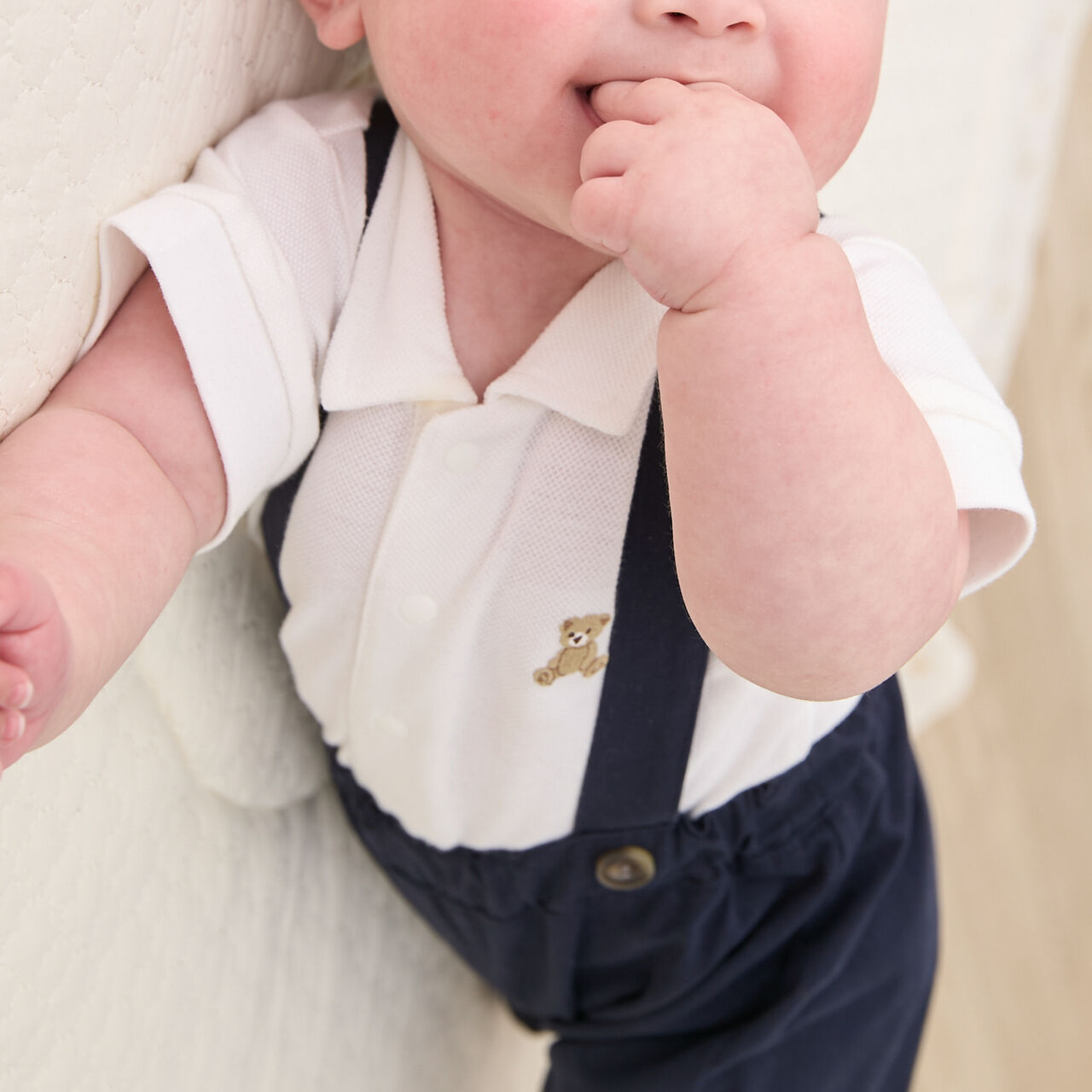 Polo Shirt + Pants Set with Suspenders,Light blue, large image number 1