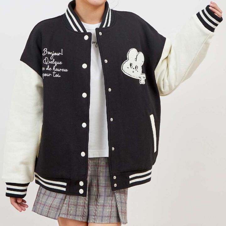 Troislapins Rabbit Patch Varsity Jacket (140-160),Beige, medium image number 13