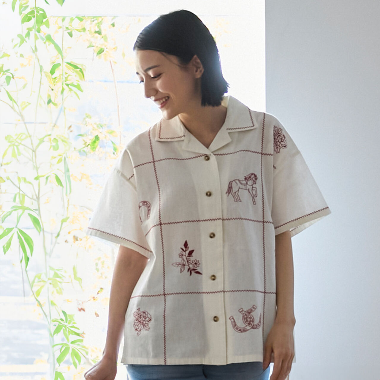 [Parent-Child Matching] Indian Cotton Embroidered Tote Bag,White, large image number 13