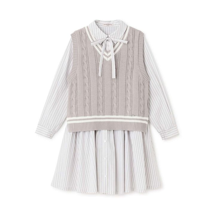 Knit Vest & Shirt Dress Set,Sax blue, medium image number 16