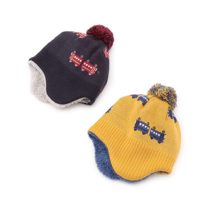 Train Pattern Beanie with Ear Flaps,Yellow, medium image number 5