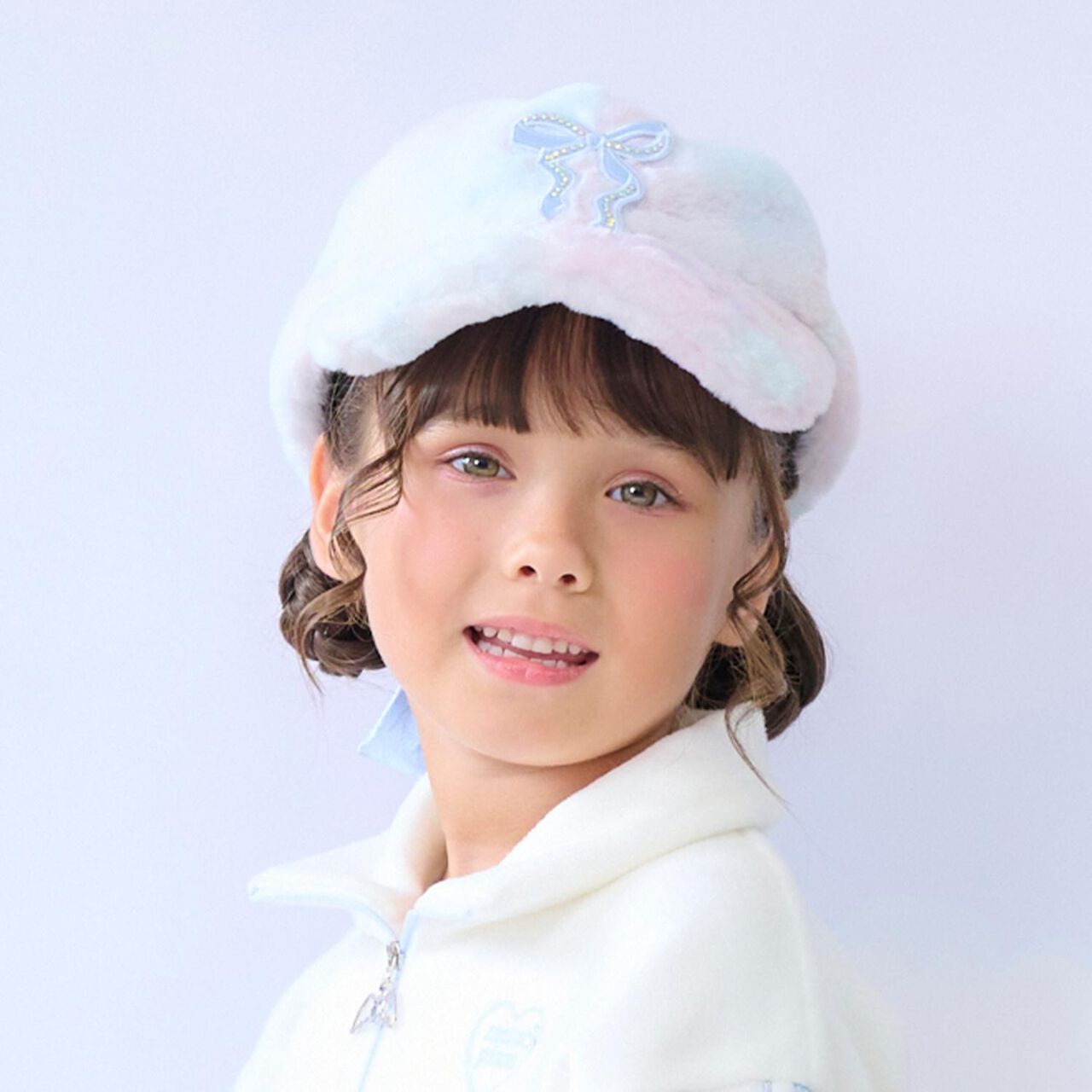 Ribbon Patch Faux Fur Cap,Multi color, large image number 0