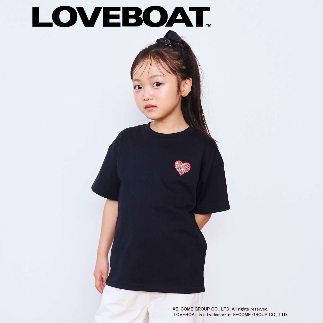 [Parent-Child Matching] LOVEBOAT Loose T-Shirt,Black, large image number 0