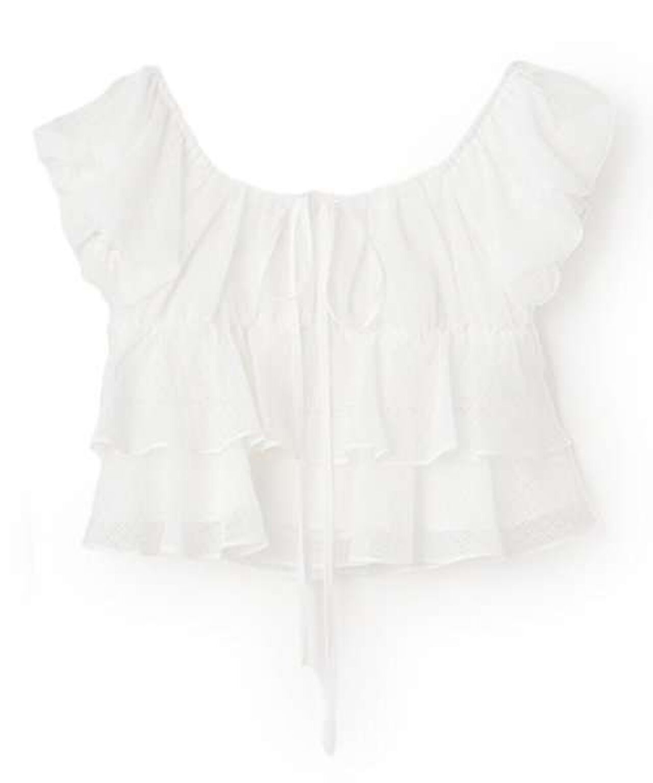 Tiered Sheer Checkered Blouse [Korean Fashion],Off white, large image number 1