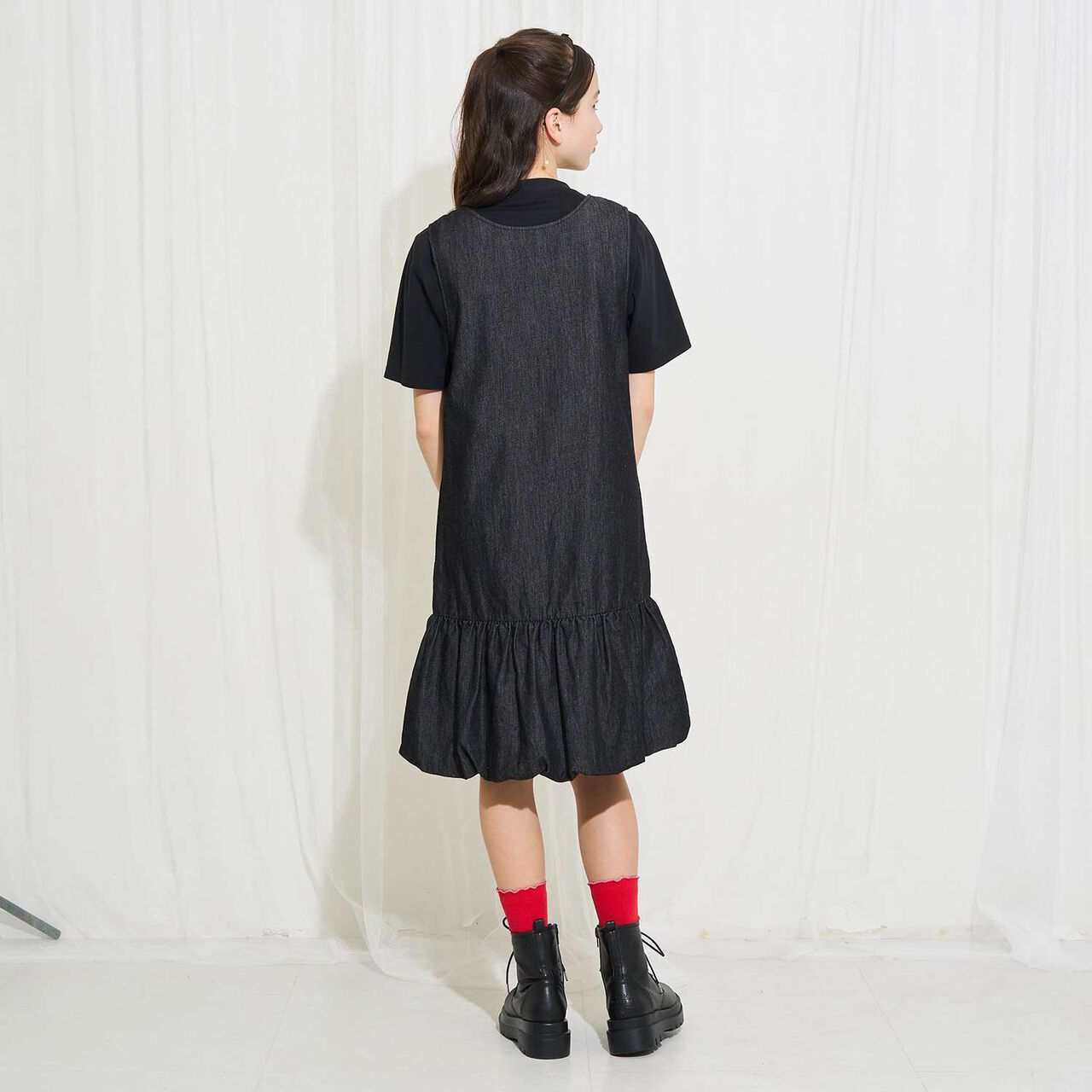 [AMI] Cool Touch Denim Balloon Jumper Skirt Inner Set,Black, large image number 13